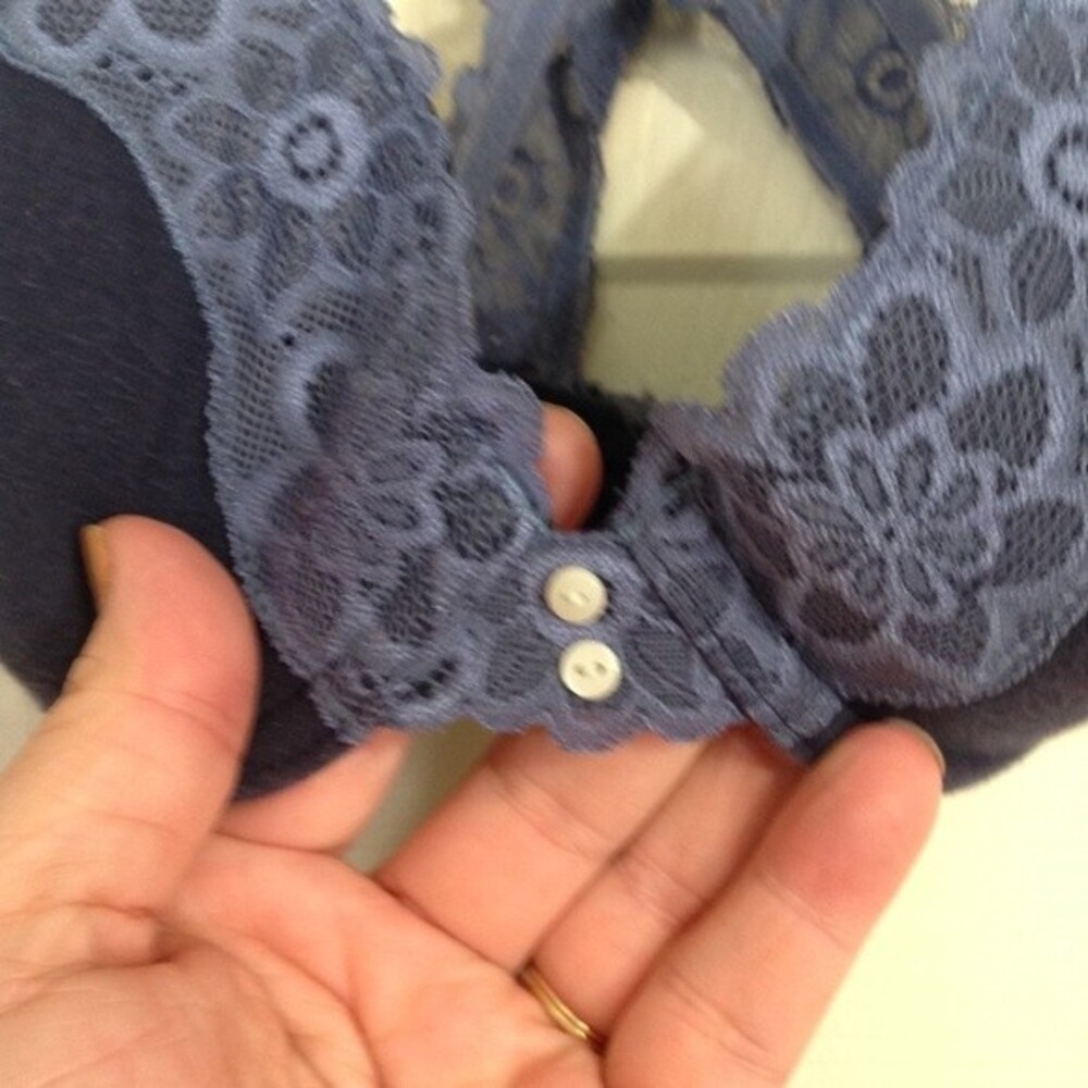 AERIE Size 34A Blue Lace Racerback Bra Keyhole Lined Adjustable Full Coverage - Picture 3 of 6